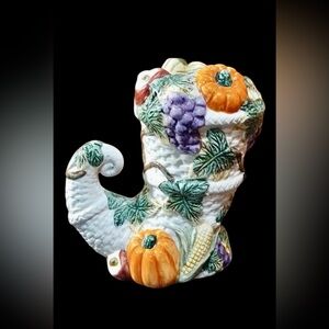Cornucopia Harvest Bounty Candle holder by Omnibus Fitz & Floyd 1993 Retired